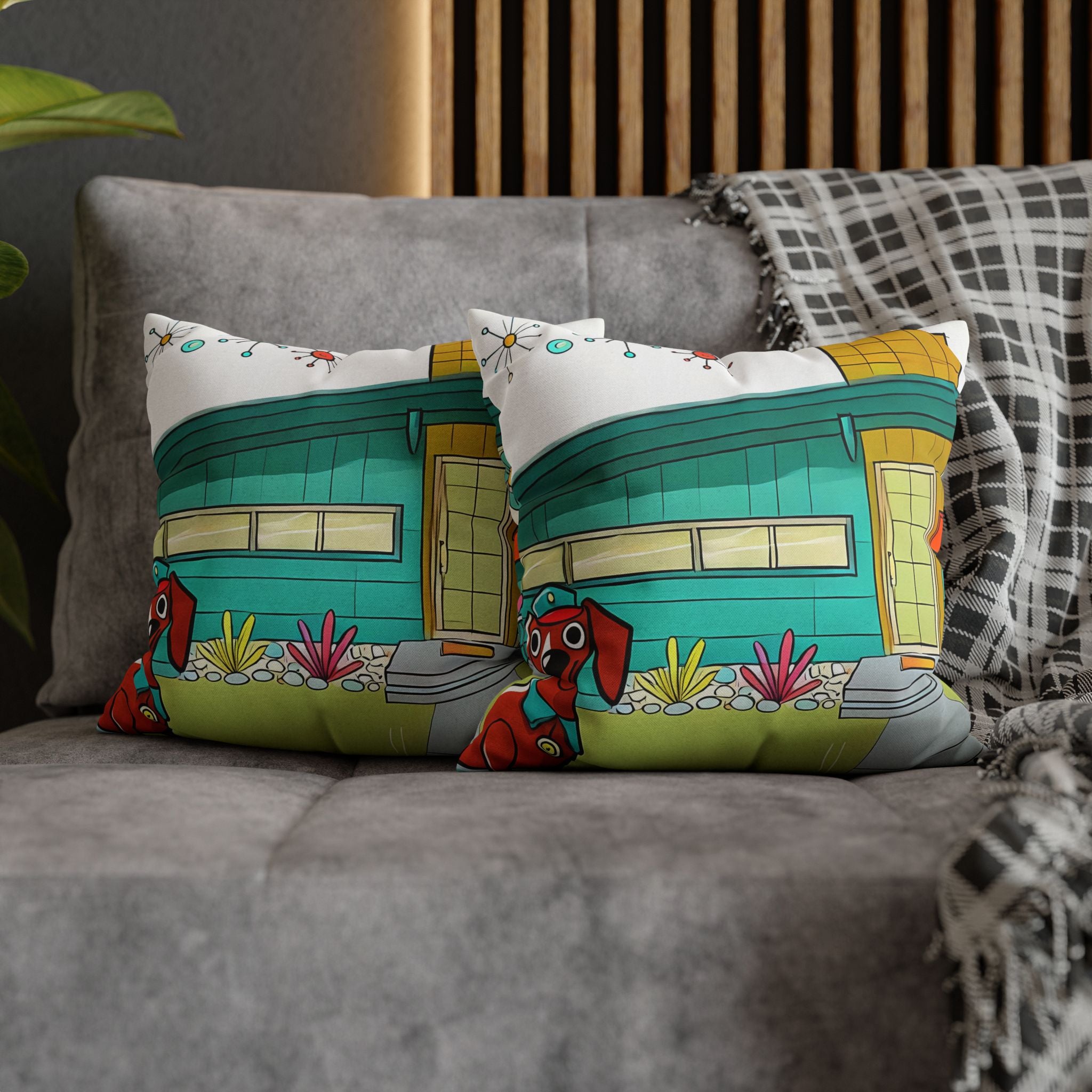 Chief Of Doxie Dwelling, Kitschy Mid Century Modern Pillow COVER Only - Mid Century Modern Gal