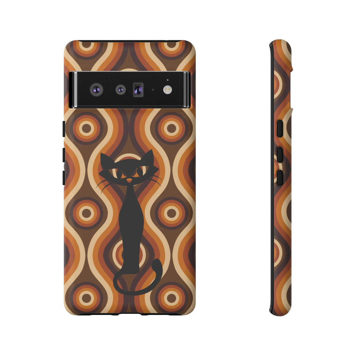 Retro Phone Case, Groovy Brown, Atomic Kitsch Cat Tough Smart Phone Cases