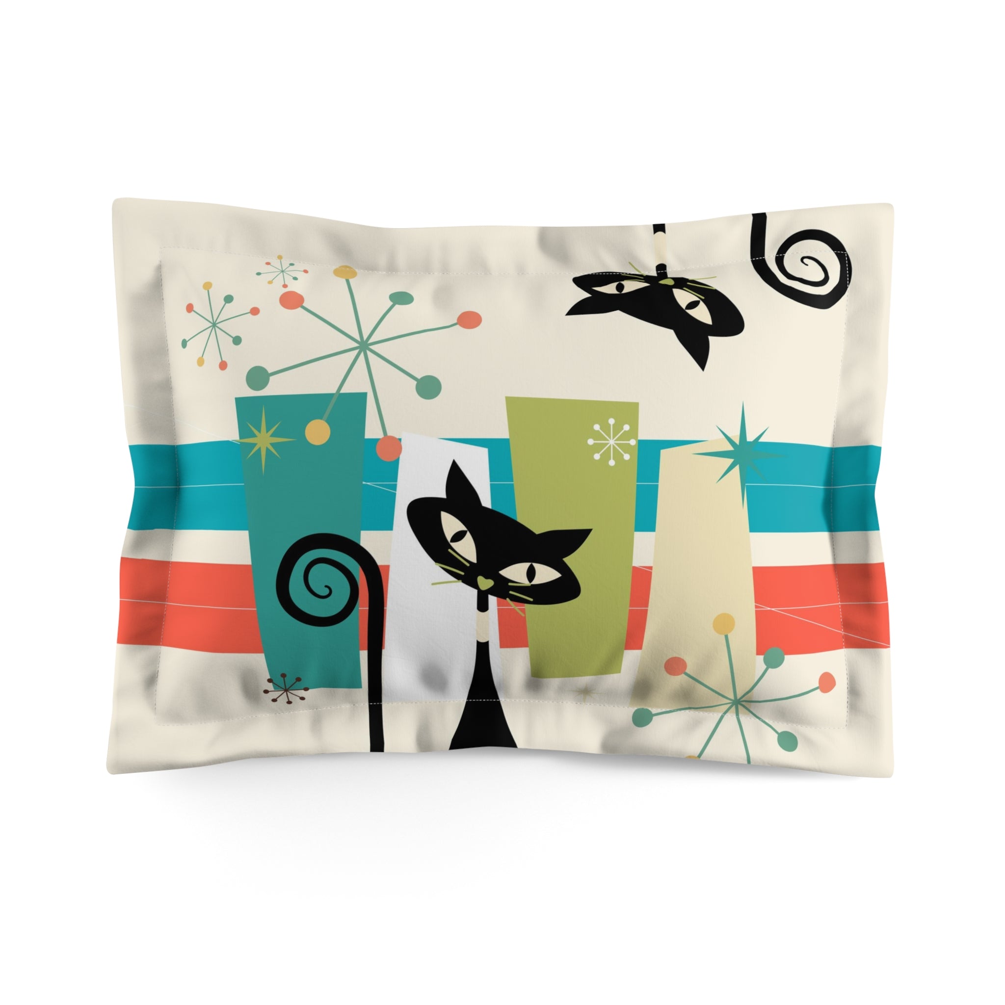 Mid Cenury Modern Atomic Cat, Pillow Sham - Mid Century Modern Gal