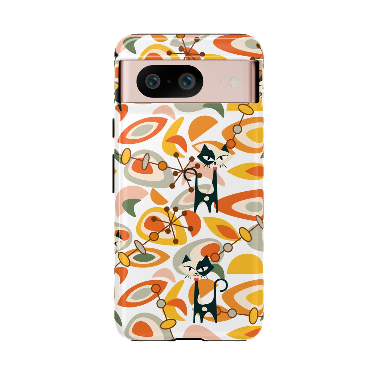 Atomic Cat Mid Mod Orange, Yellow, Groovy Cat Smart Phone Tough Cases