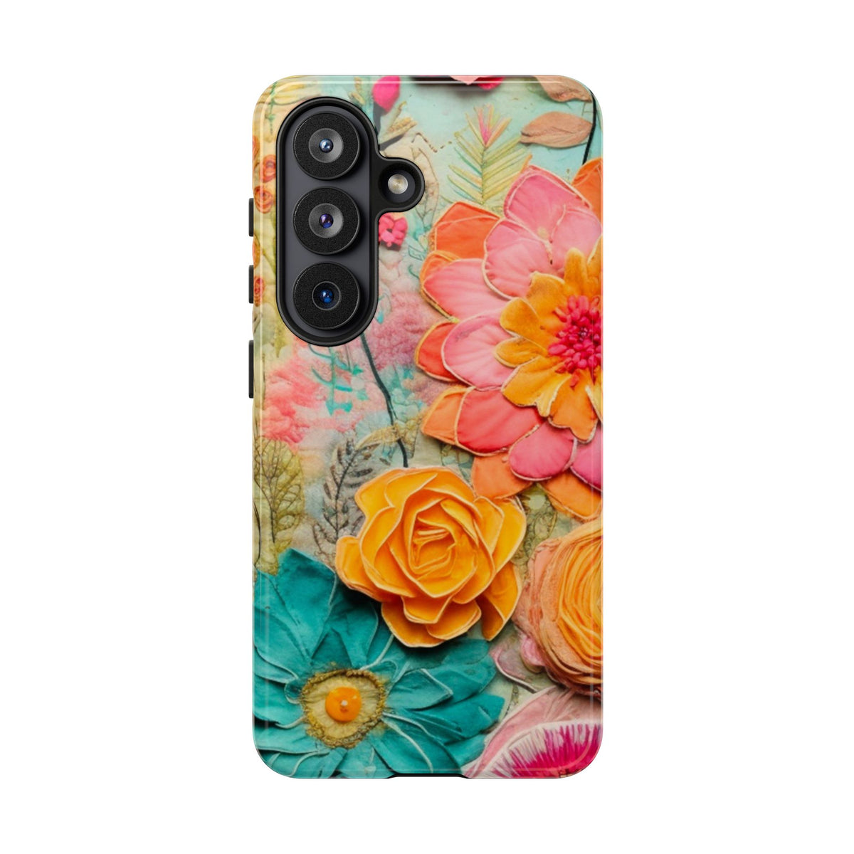 Boho Retro Floral Faux Pressed Flowers Smart Phone Tough Phone Cases