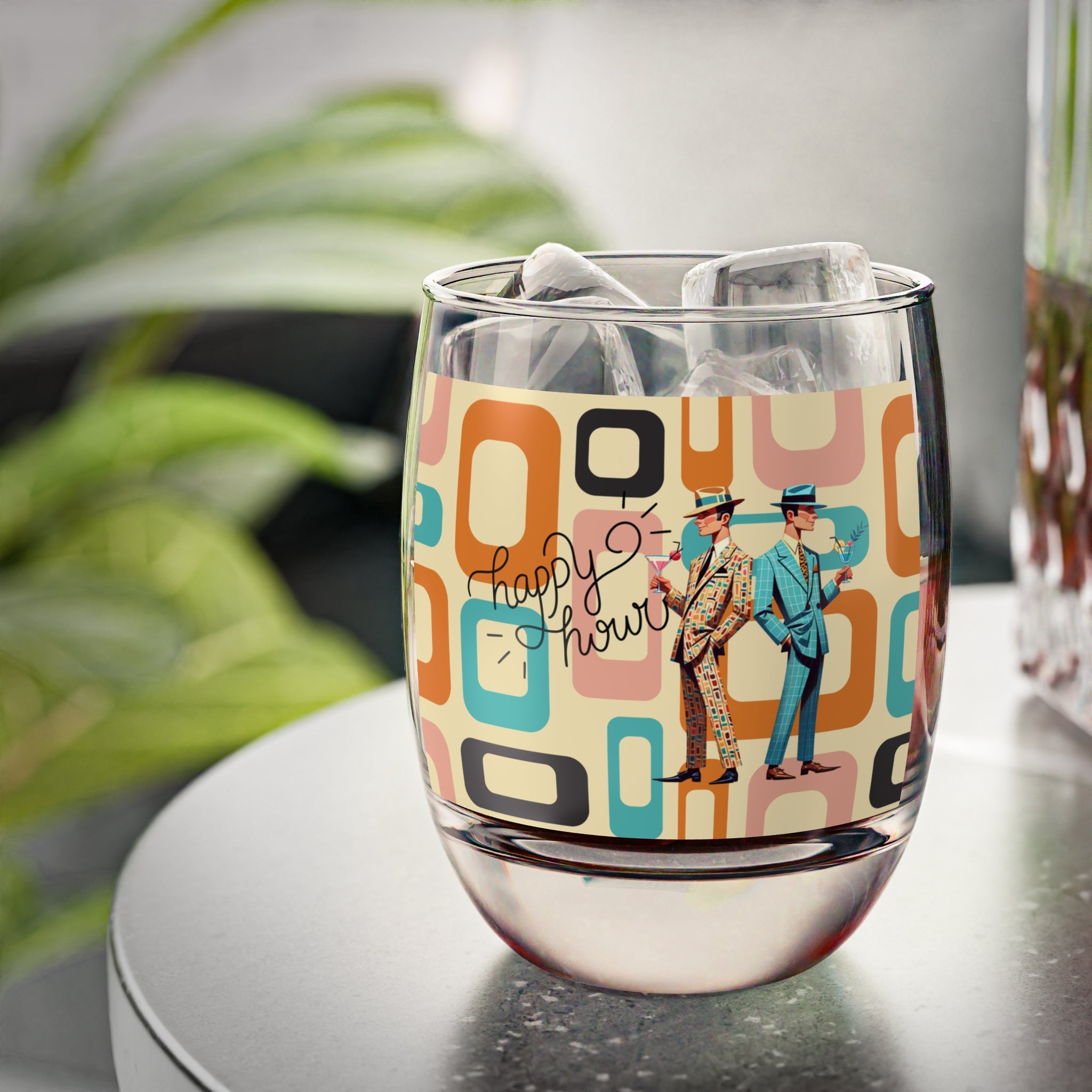 Mid Century Mod Men, Gay Pride Retro Barware Whiskey Glass - Mid Century Modern Gal