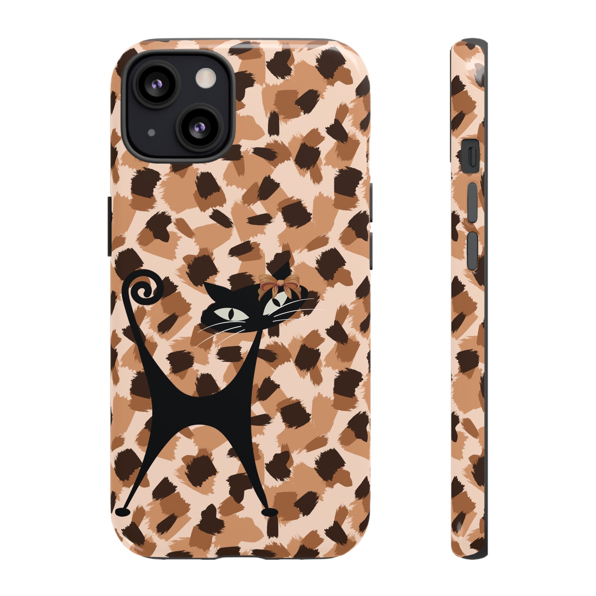 Mid Century Modern Atomic Cat, Animal Print Kitschy Trendy Smart Phone Tough Cases - Mid Century Modern Gal