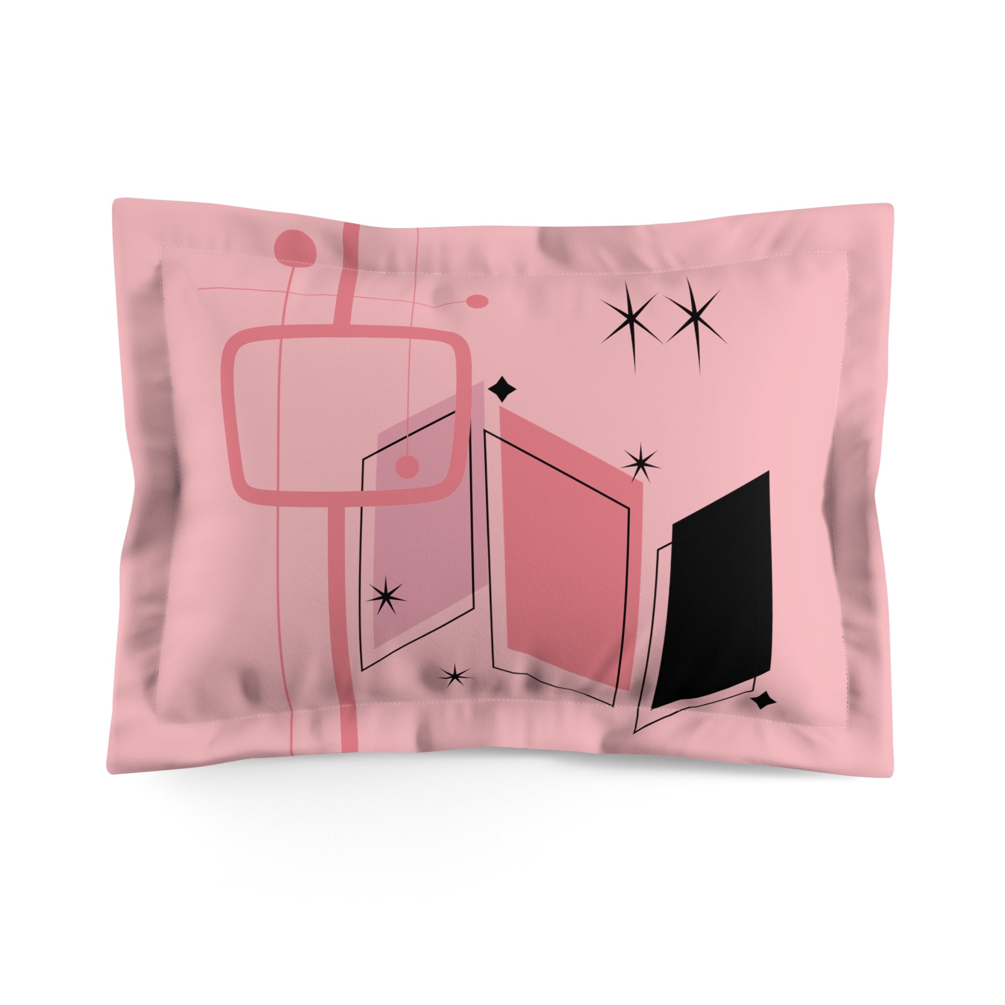 Mid Mod Atomic Pink Starbursts Geometric Retro Bedding Pillow Sham - Mid Century Modern Gal