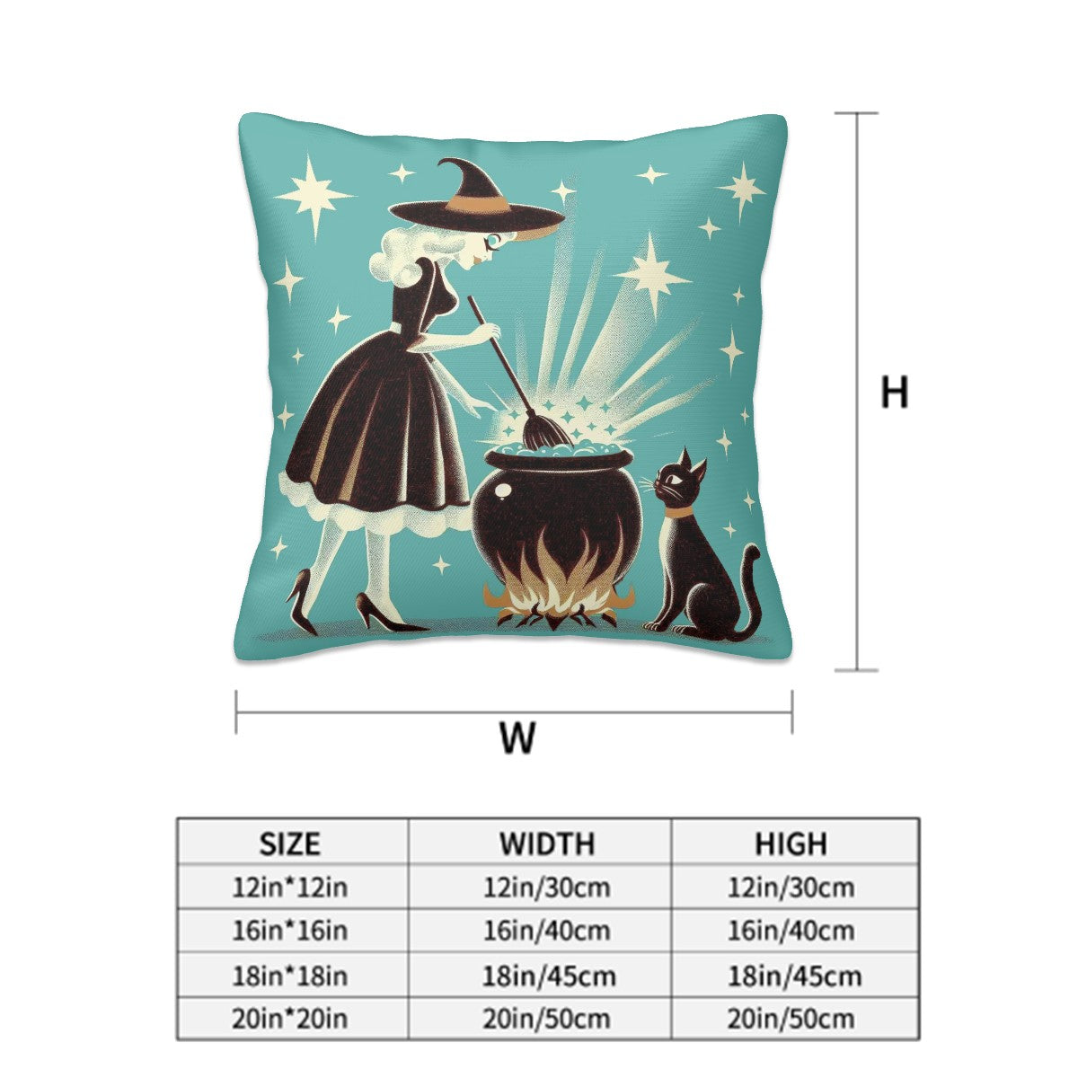 Witch's Brew Mid Century Modern Halloween Gothic Coral & Teal Pillow Covers Only - Mid Century Modern Gal