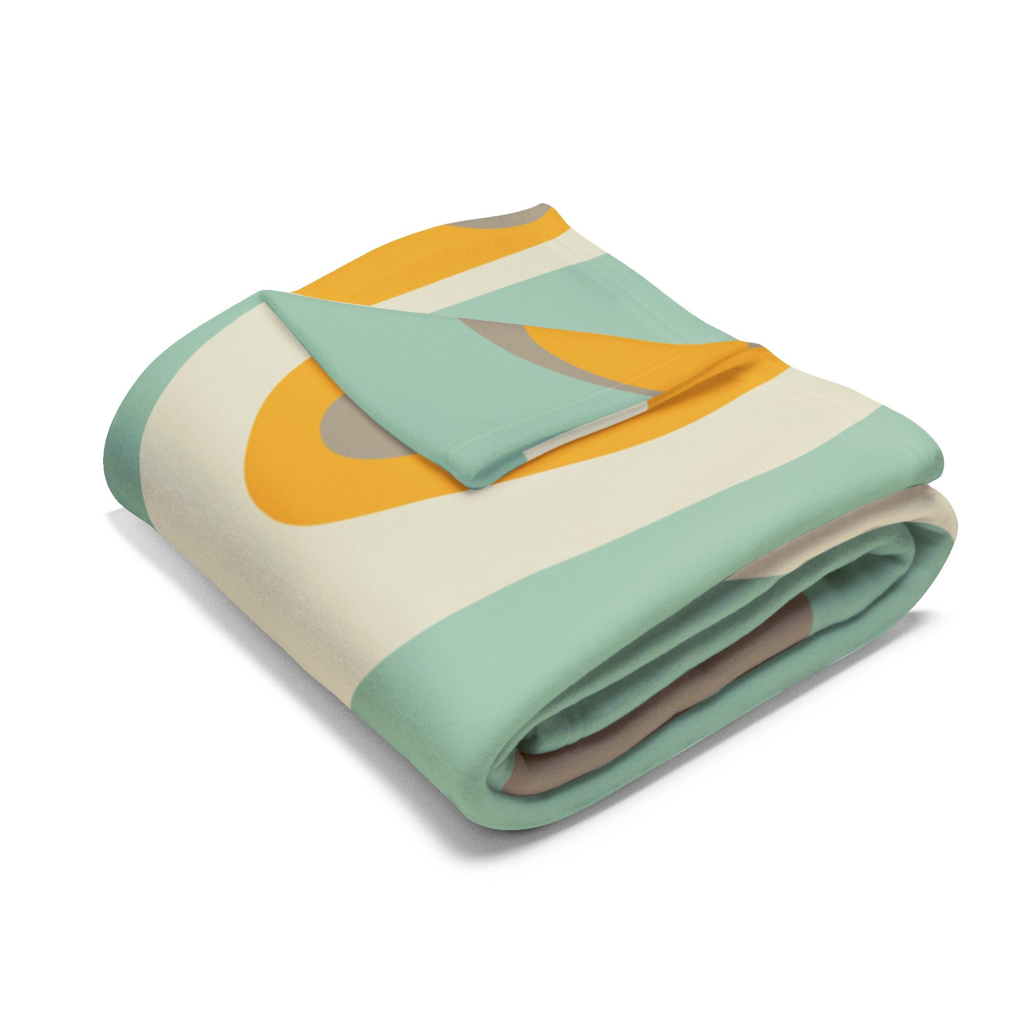 Mid Century Modern Mint Green, Mustard Yellow Mod Orb MCM Lightweight Fleece Blanket - Mid Century Modern Gal