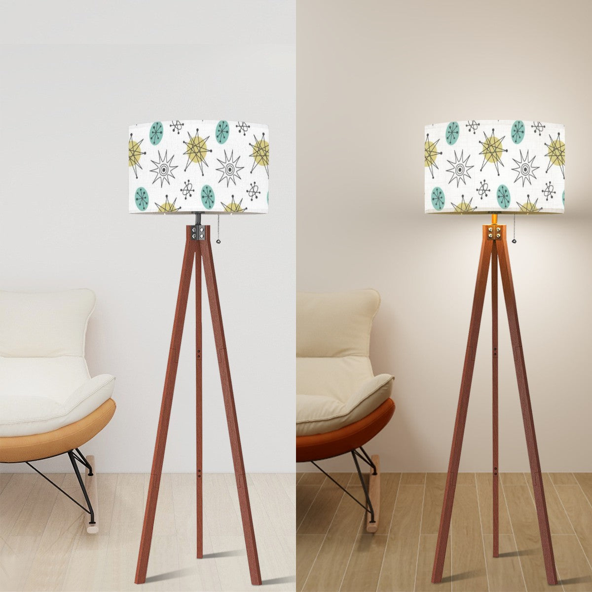 Mid Century Modern Franciscan Starburst Mod Tripod Floor Lamp - Mid Century Modern Gal