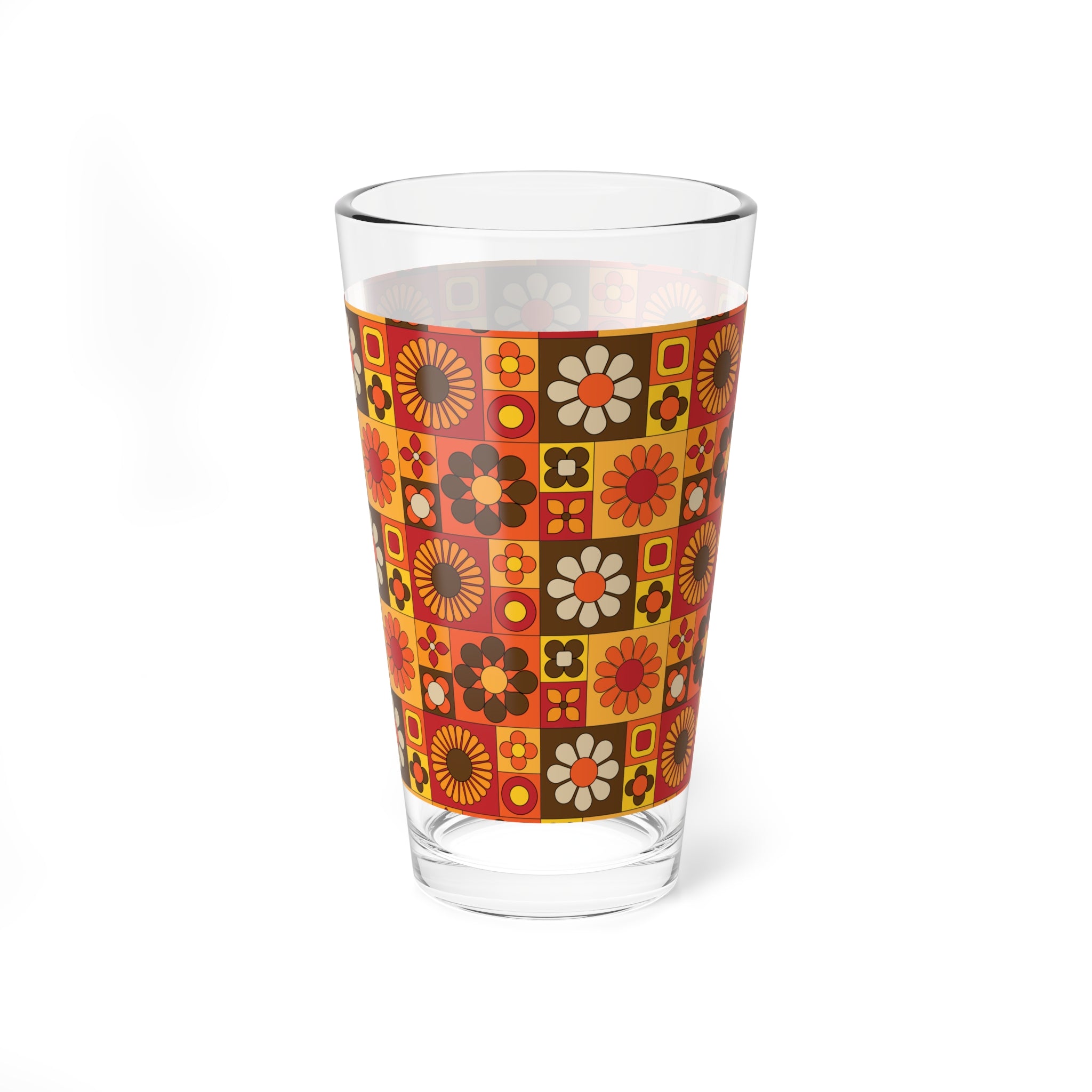 Retro 60s Flower Power Floral Mixing Glass -Vintage Style Drinkware - Mid Century Modern Gal