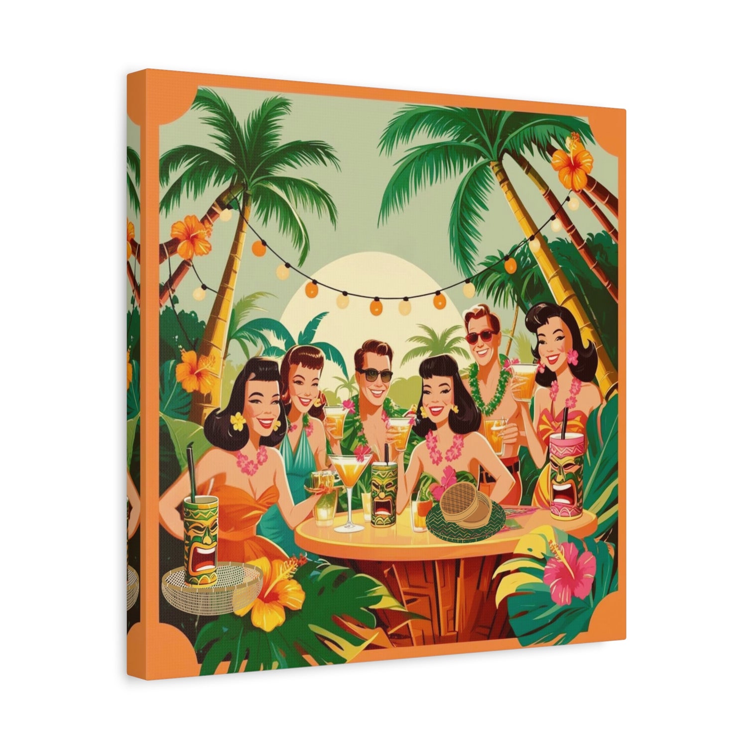 Mid Century Modern Tiki Party Tropical Retro Canvas Art - Vintage Hawaiian Party Decor - Mid Century Modern Gal