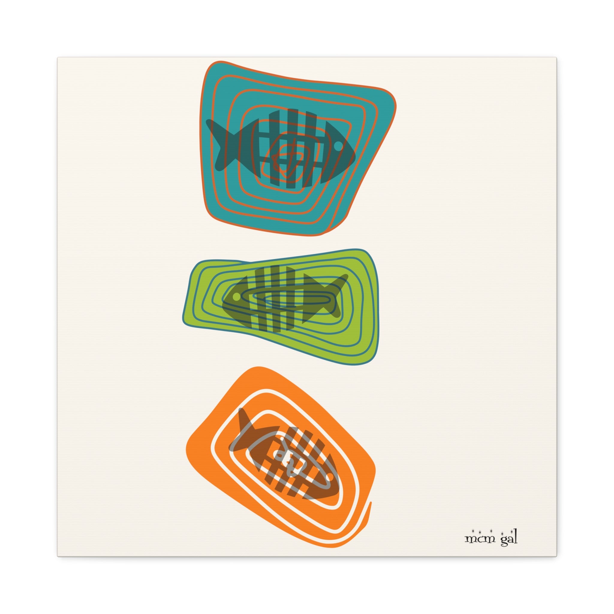 Mid Century Modern Fish Art, Colorful Abstract Fish Wall Art Canvas - Modern Home Decor - Mid Century Modern Gal