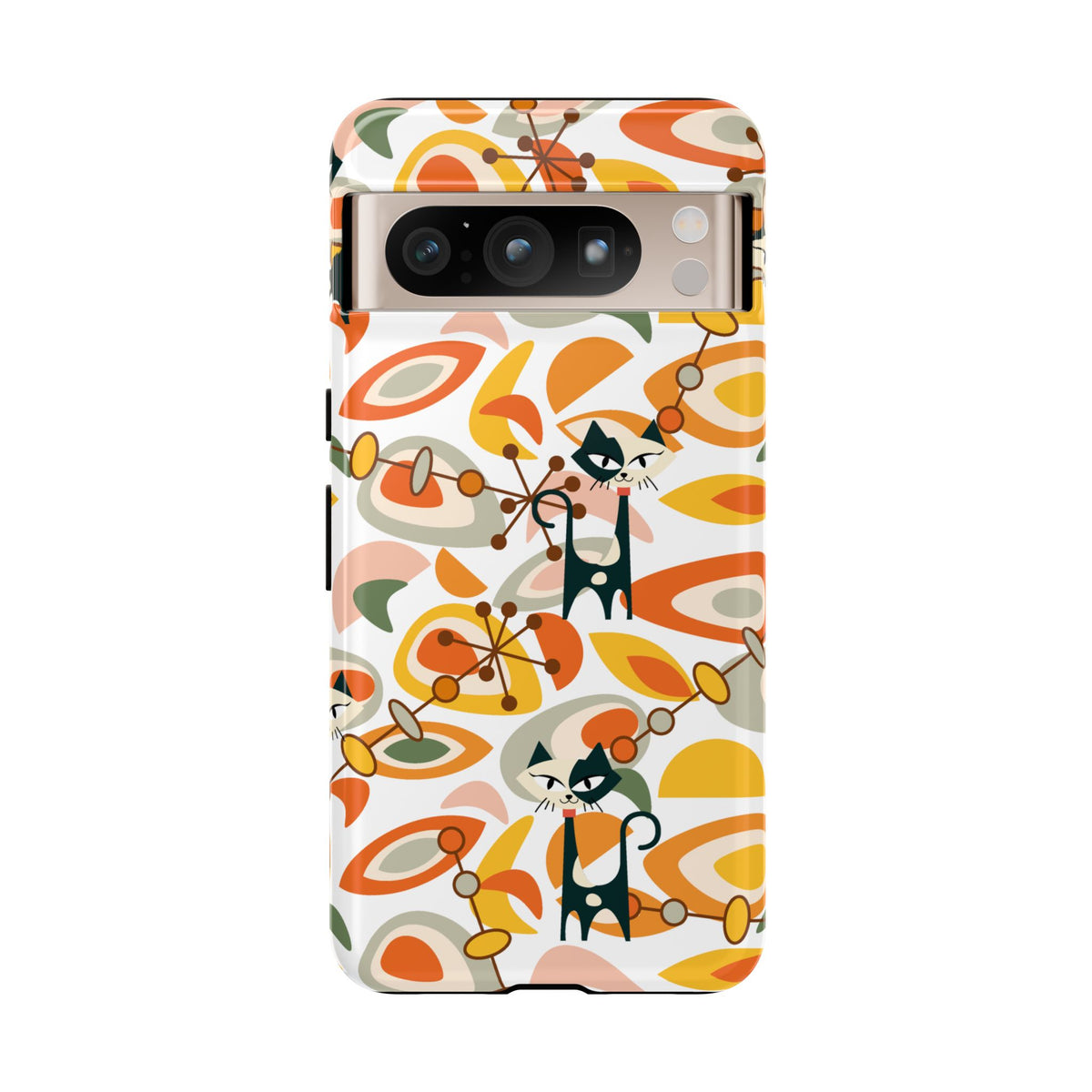 Atomic Cat Mid Mod Orange, Yellow, Groovy Cat Smart Phone Tough Cases