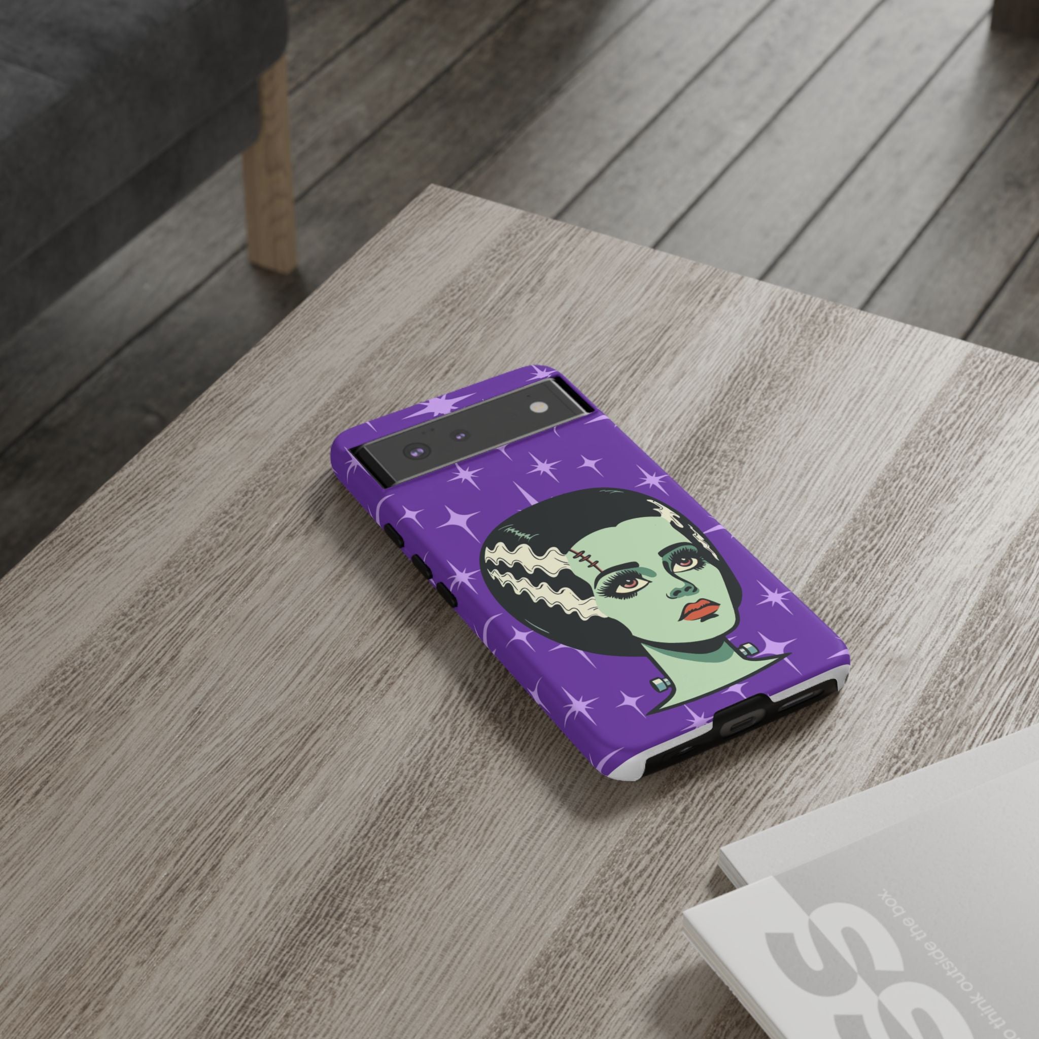 Bride of Frankenstein Retro Mid Mod Horror Buff Purple Halloween Tough Phone Case