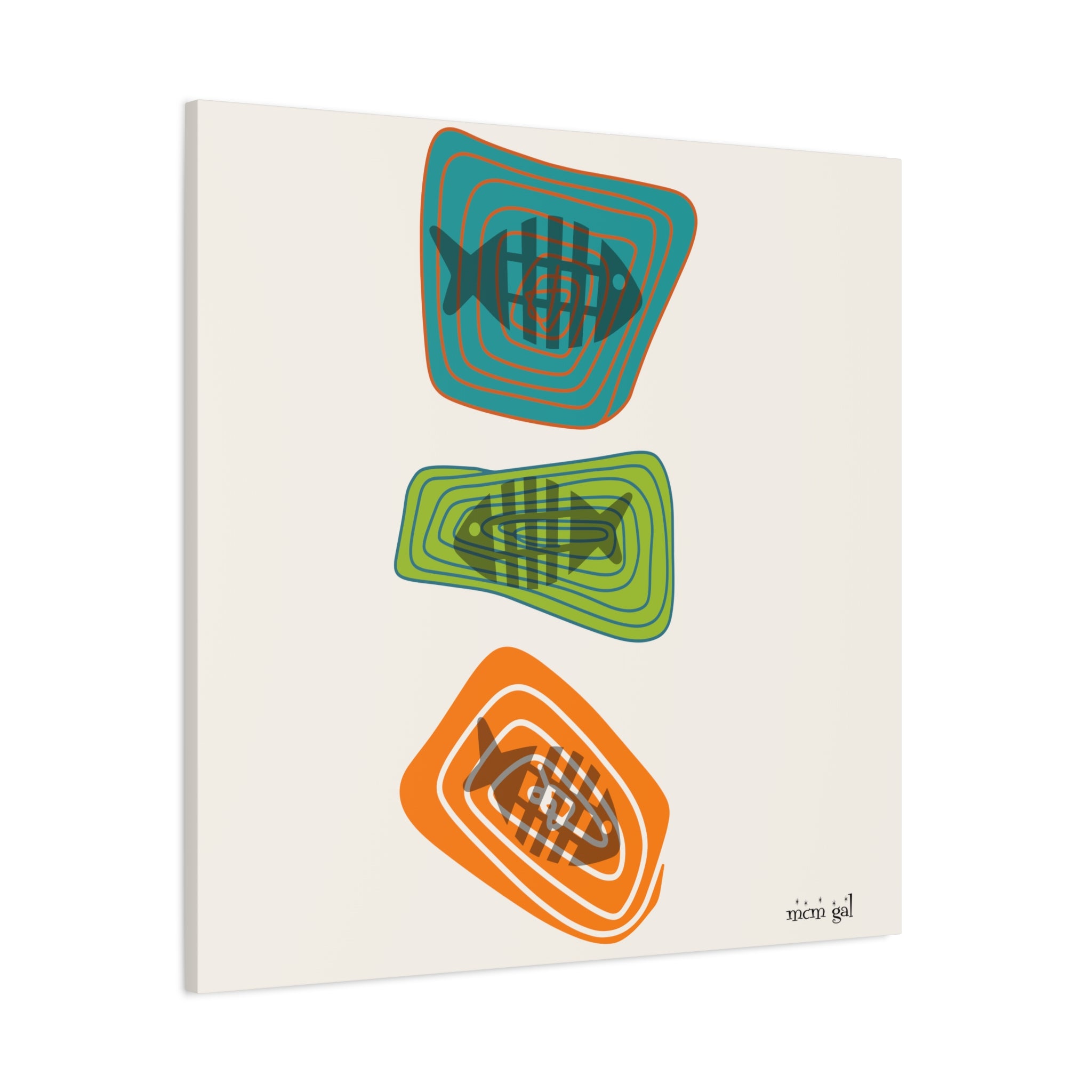 Mid Century Modern Fish Art, Colorful Abstract Fish Wall Art Canvas - Modern Home Decor - Mid Century Modern Gal