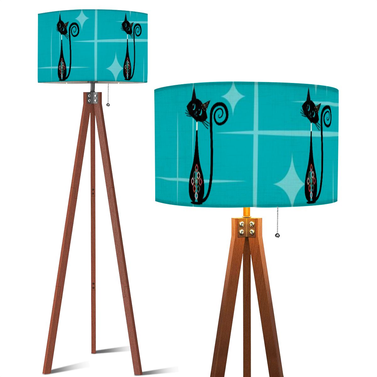 Atomic Space Cat, Mid Century Modern Retro Tripod Floor Lamp - Mid Century Modern Gal