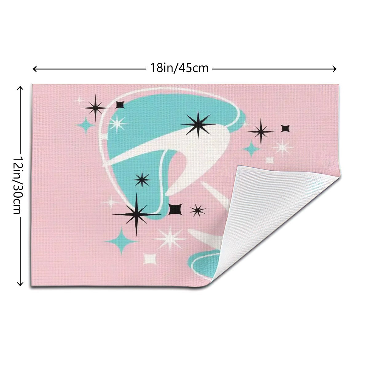 50s Pink Atomic Boomerang Aqua Blue White Mid Mod Woven Placemat - Mid Century Modern Gal