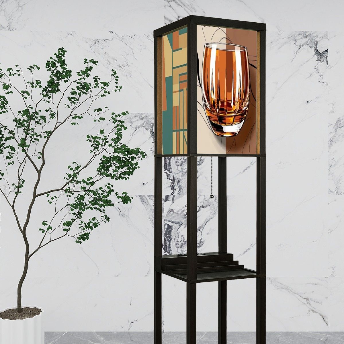 Mid Century Modern Bourbon Bauhaus MCM Retro Floor Lamp with Shelves - Mid Century Modern Gal