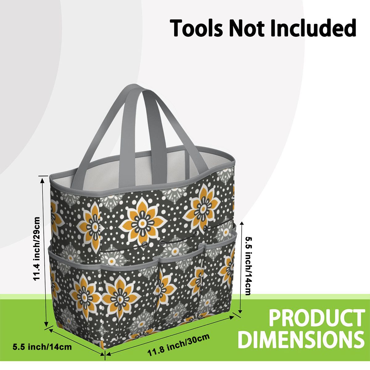 Floral Bohemian Retro Gray Yellow Modern Garden Tool Bag - Mid Century Modern Gal