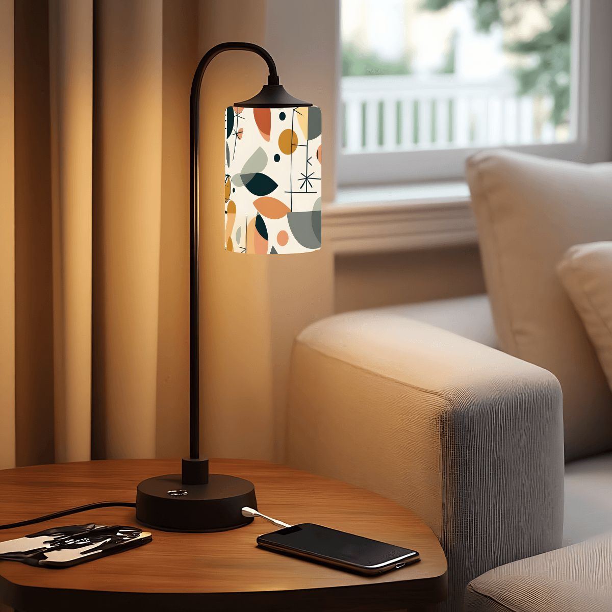 Mid Century Modern Abstract Geometric Scandi Designed Cylindrical Glass Lampshades - Mid Century Modern Gal