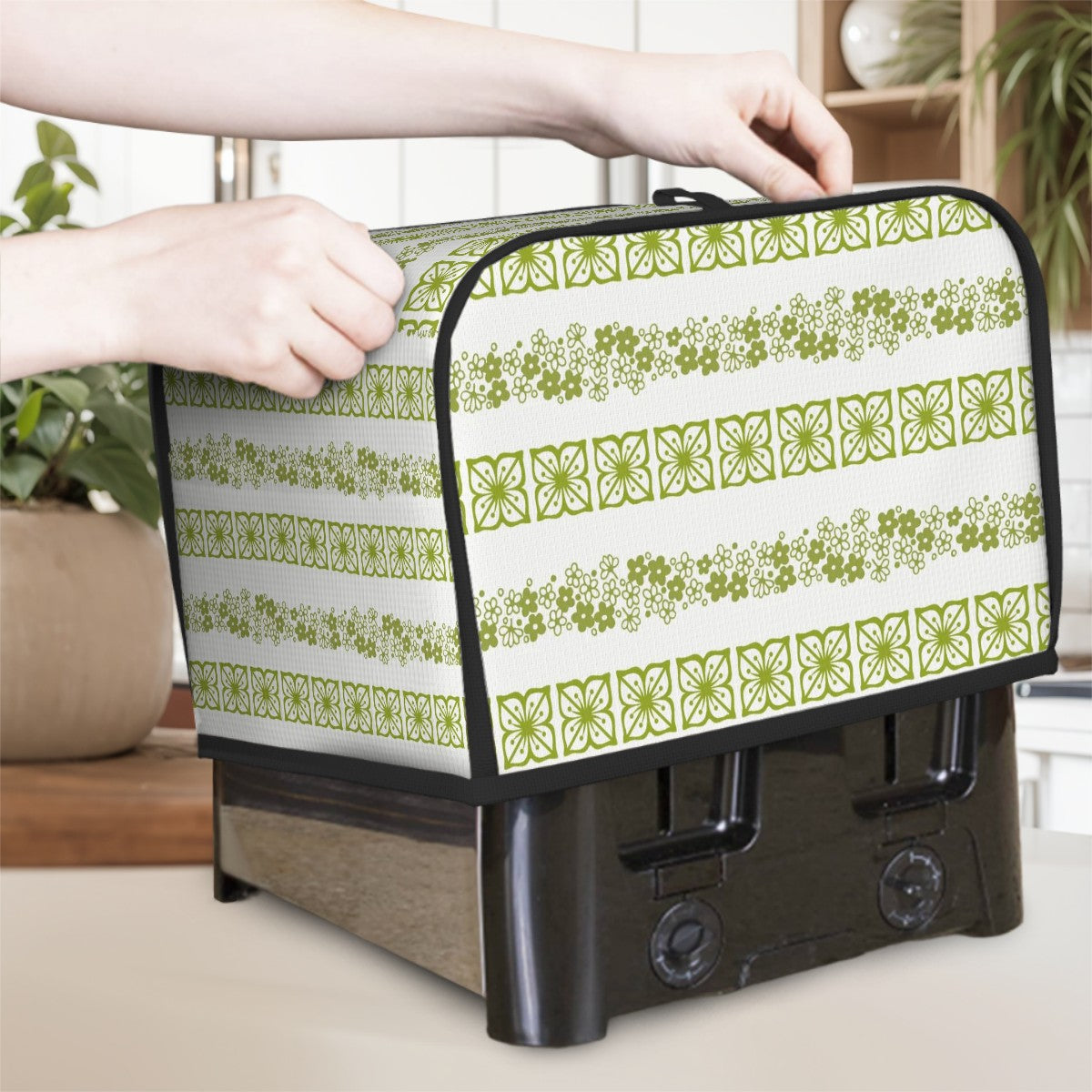 Pyrex Spring Blossom, Crazy Daisy, Verde Green Mod 2 Slice Toaster Cover - Mid Century Modern Gal
