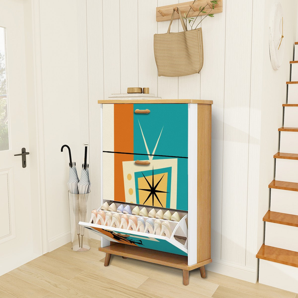 Mid Century Modern Retro TV Atomic Cat, Kitschy Shoe Cabinet - Mid Century Modern Gal