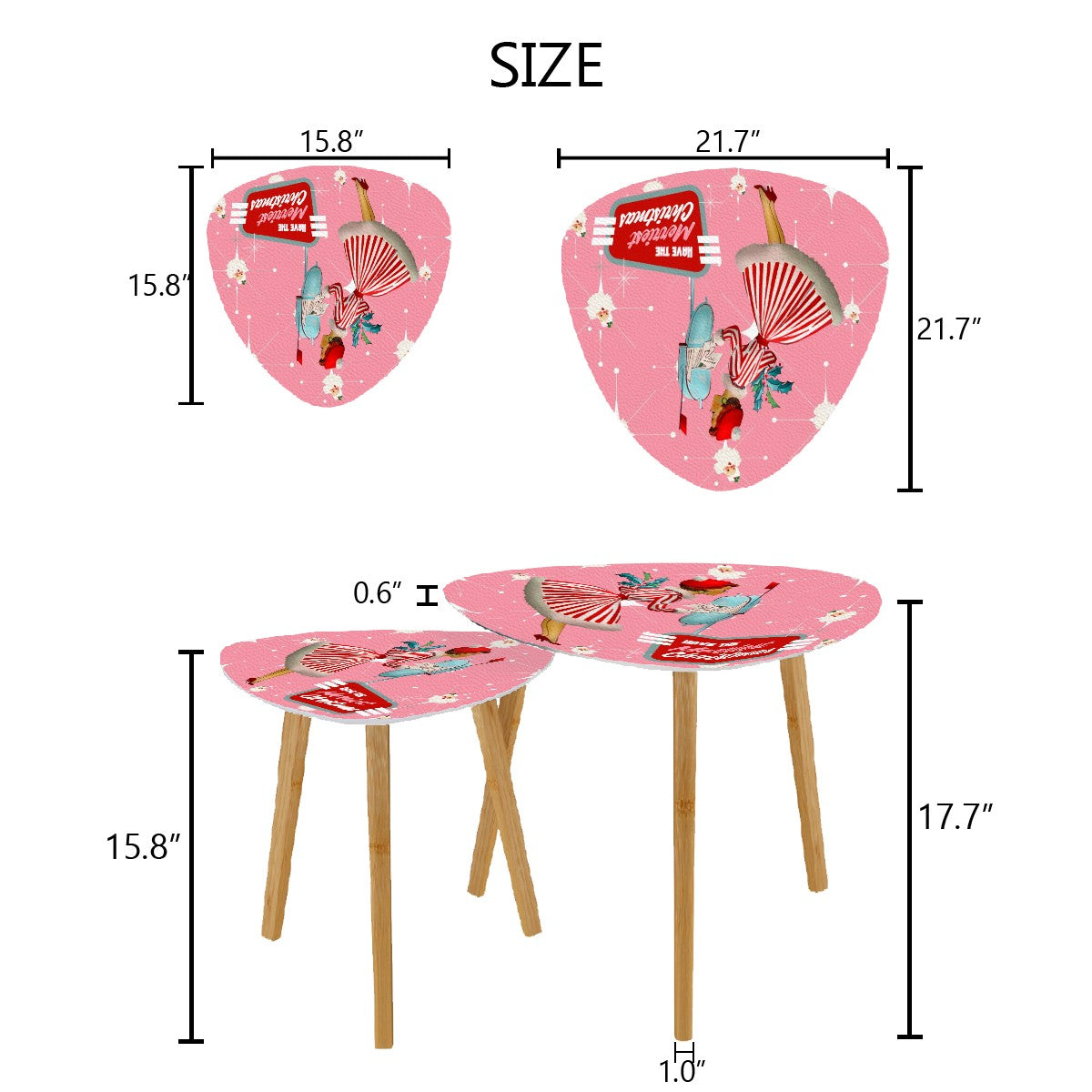 Mid Century Modern 50s Christmas Kitsch Atomic Pink Santa Retro Mod Gal Holiday Nesting Tables - Mid Century Modern Gal