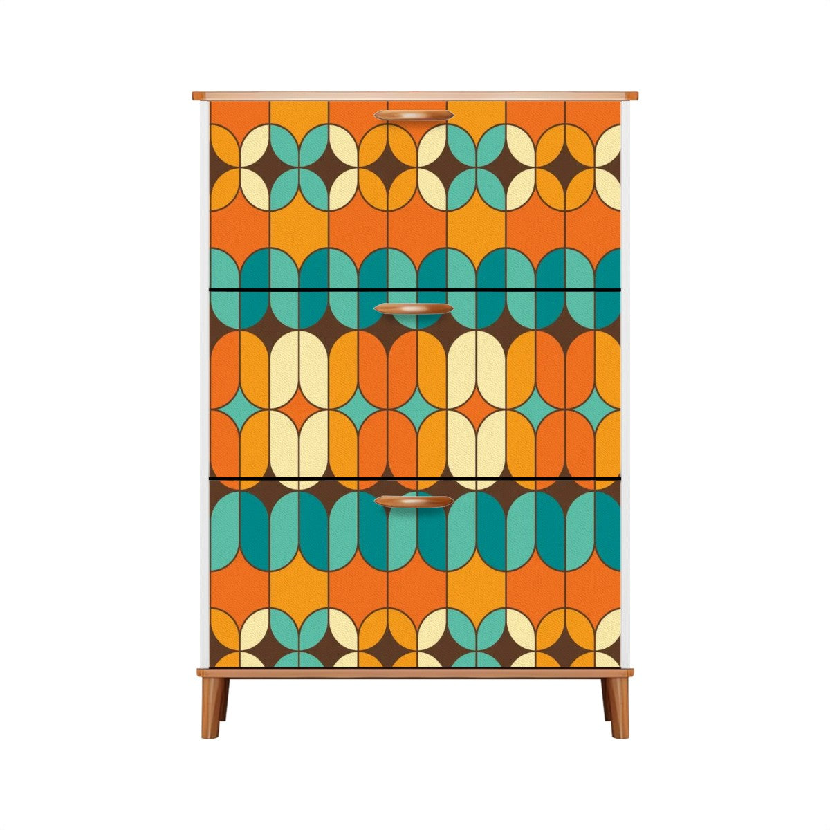 Mid Century Modern Shoe Cabinet, Shoe Storage, Bold Orange And Teal Cabinet - Mid Century Modern Gal