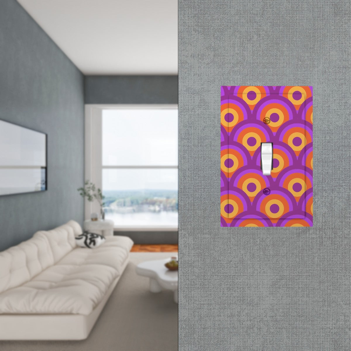 Modern Groovy Retro Orange, Purple Modern Switch Cover 1-Gang 1 Toggle - Mid Century Modern Gal