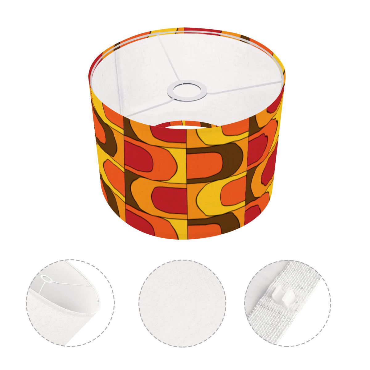Retro 70s Groovy Mod Yellow Orange Red, Mid Century Modern Lamp Shade ONLY - For Arc Floor Lamps Only - Mid Century Modern Gal
