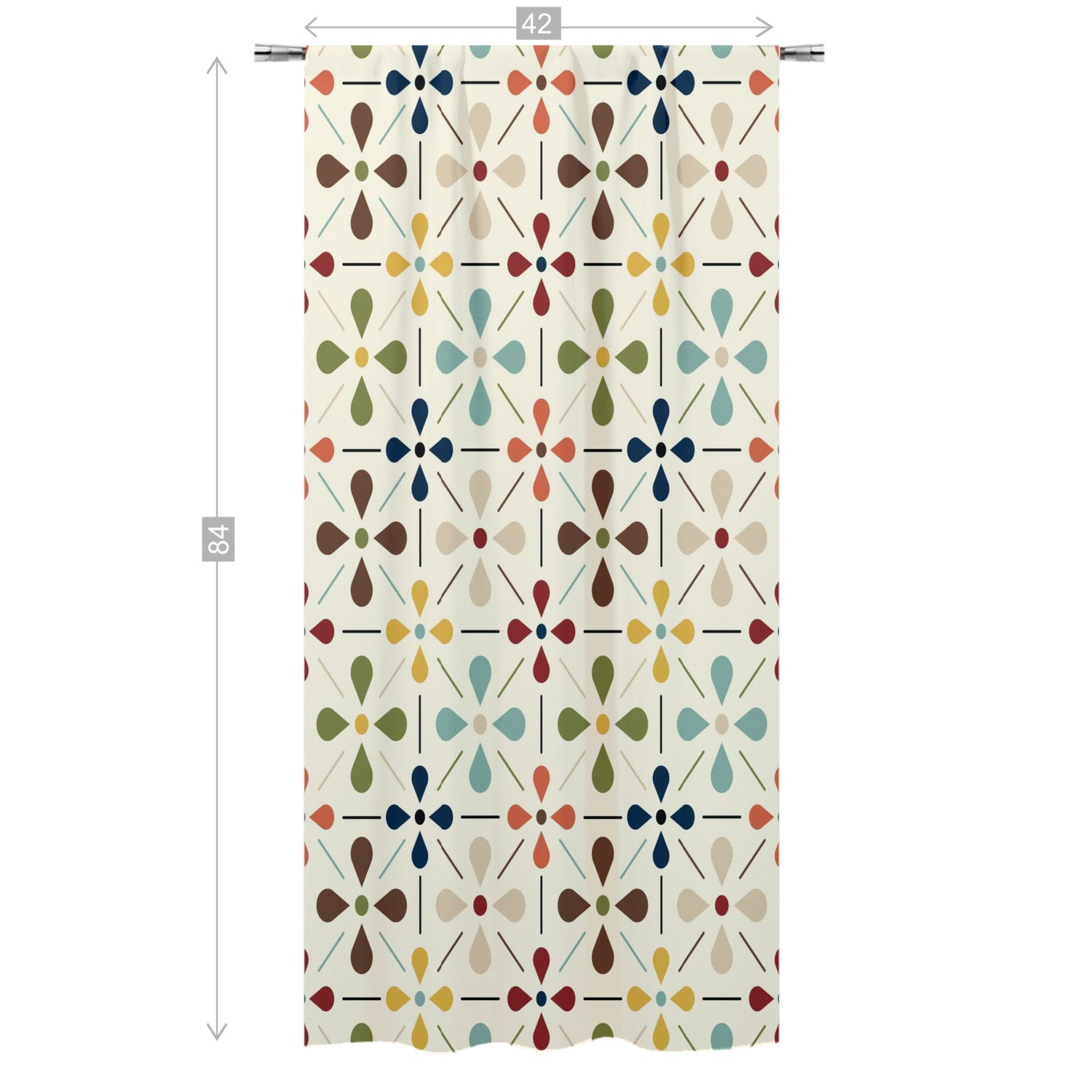 Mid Mod Scandinavian Flower Retro Curtain, Single Panel - Mid Century Modern Gal