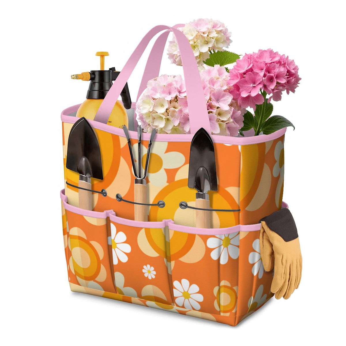 Flower Power Orange Groovy Mod Garden Tool Bag - Mid Century Modern Gal