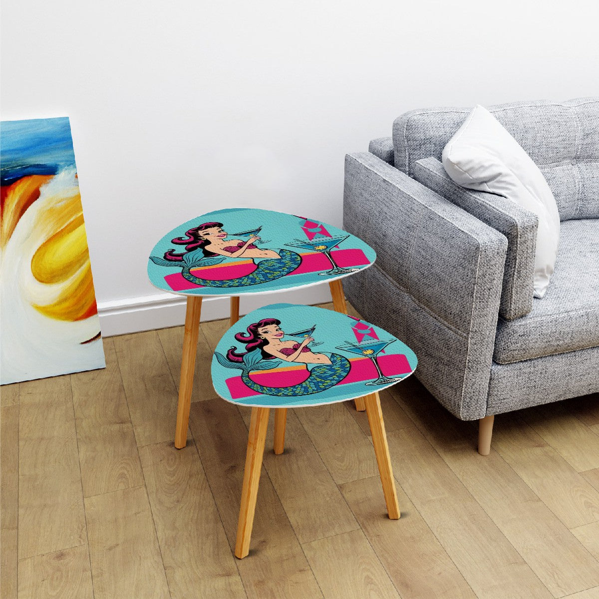 Kitschy Mermaid Tables, Mid Century Modern Cocktail Tables, Retro Nesting Tables - Mid Century Modern Gal