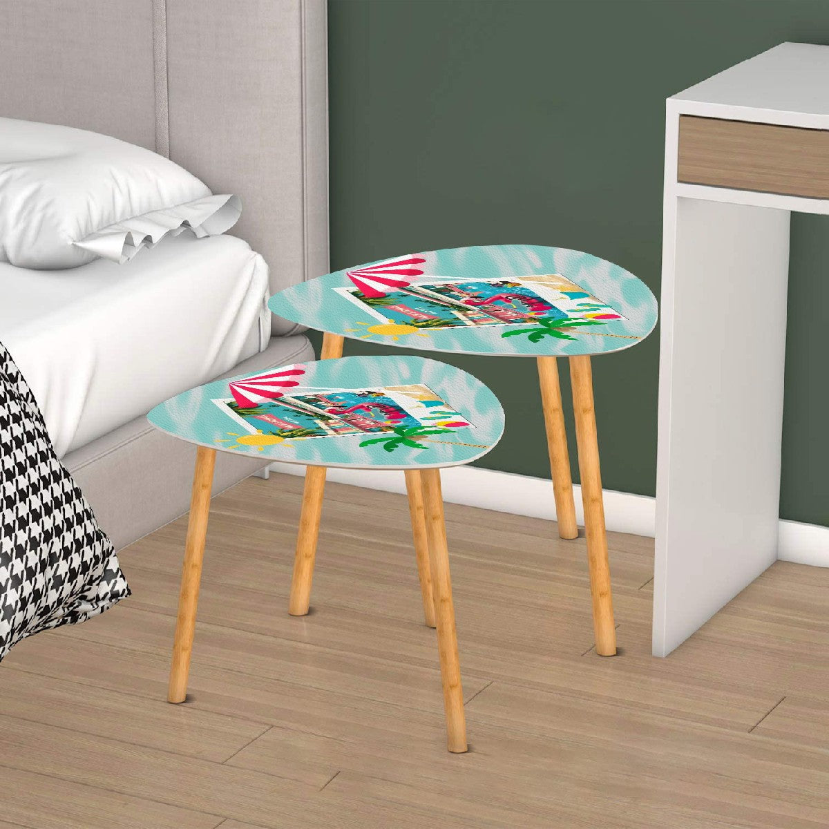 Hotel California Palm Springs Kitschy Flamingo, Atomic Cats Mid Century Modern Nesting Tables - Mid Century Modern Gal