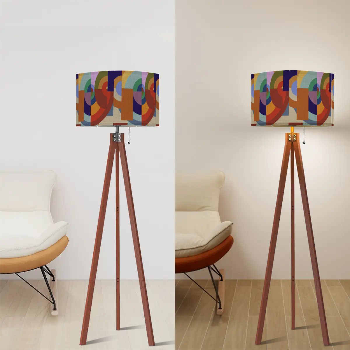 Mid Century Modern Geometric Mid Mod Retro Tripod Floor Lamp - Mid Century Modern Gal