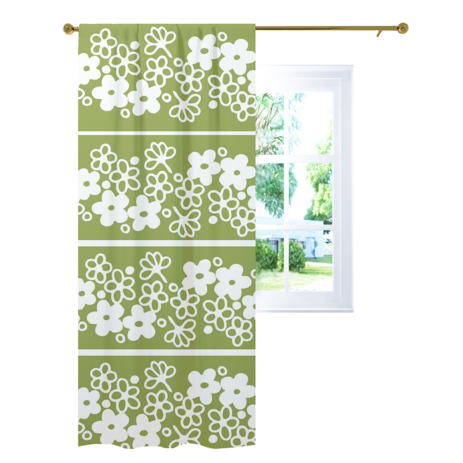 Pyrex Crazy Daisy Single Panel Curtain - Mid Century Modern Gal