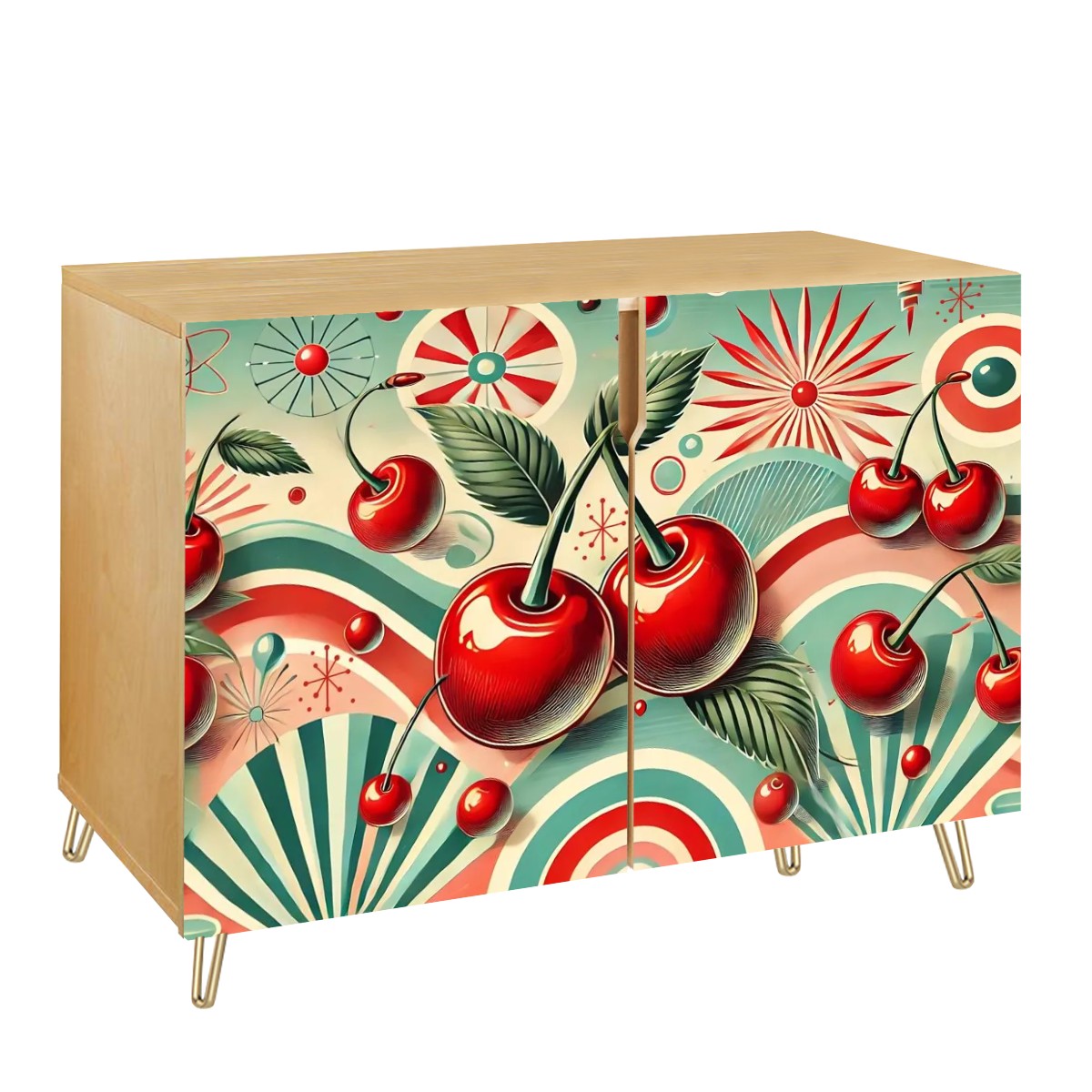 Mid Century Modern Cherry Vibes, Bar Cart, 50s Kitchen Wooden Storage Cabinet - Mid Century Modern Gal