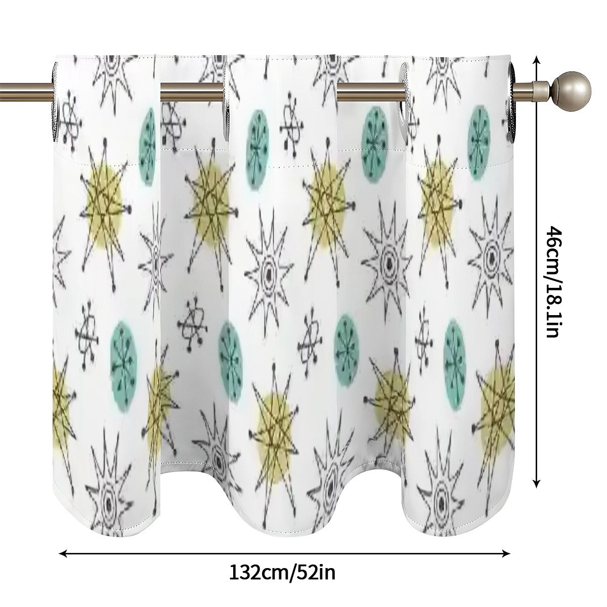 Franciscan Starburst Atomic 50s Kitschy Retro Valance Curtains - Mid Century Modern Gal