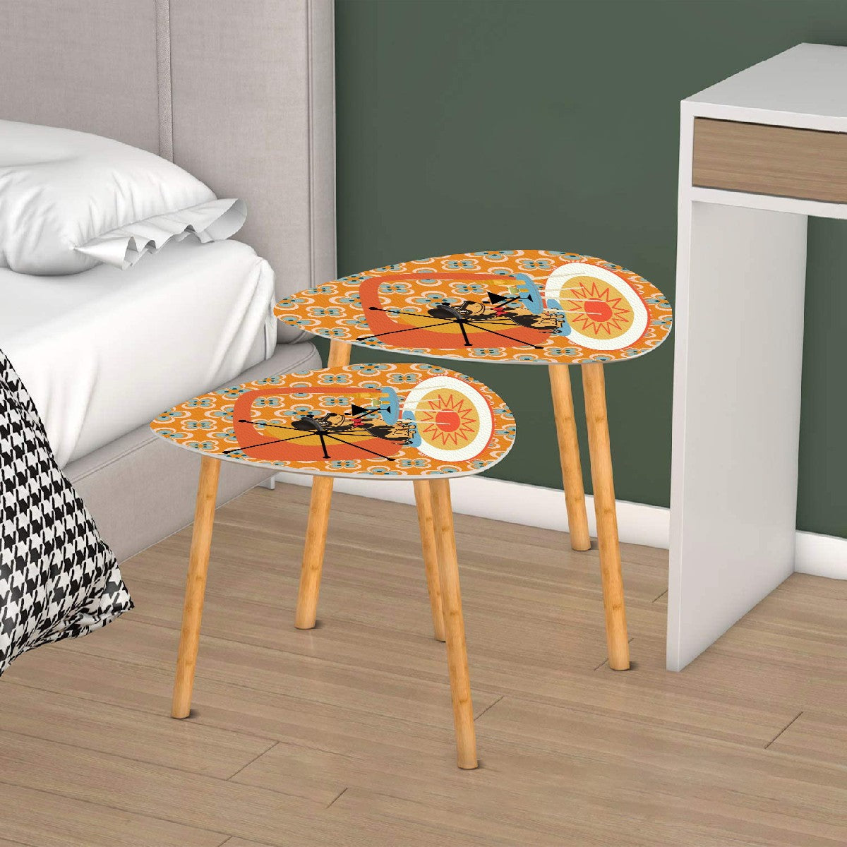 Retro Dachshund Doxie Weiner Dog Playful Mid Century Modern Nesting Tables - Mid Century Modern Gal