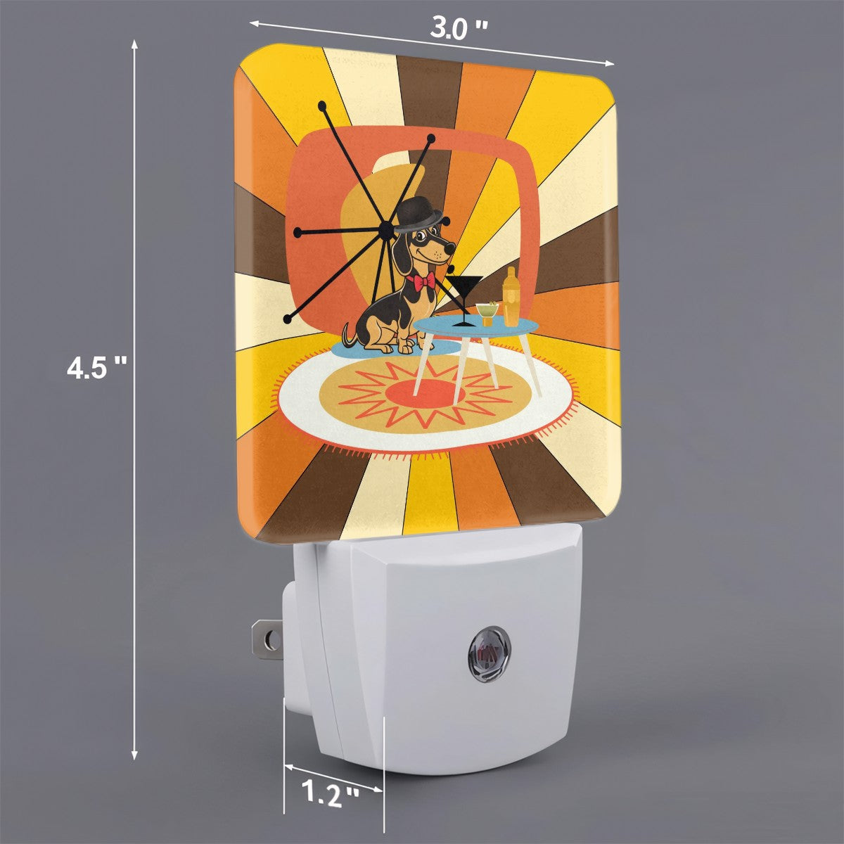 Hipster Doxie Dog Retro 70s Plug In Mid Mod LED Night Light Set of 2 - Mid Century Modern Gal