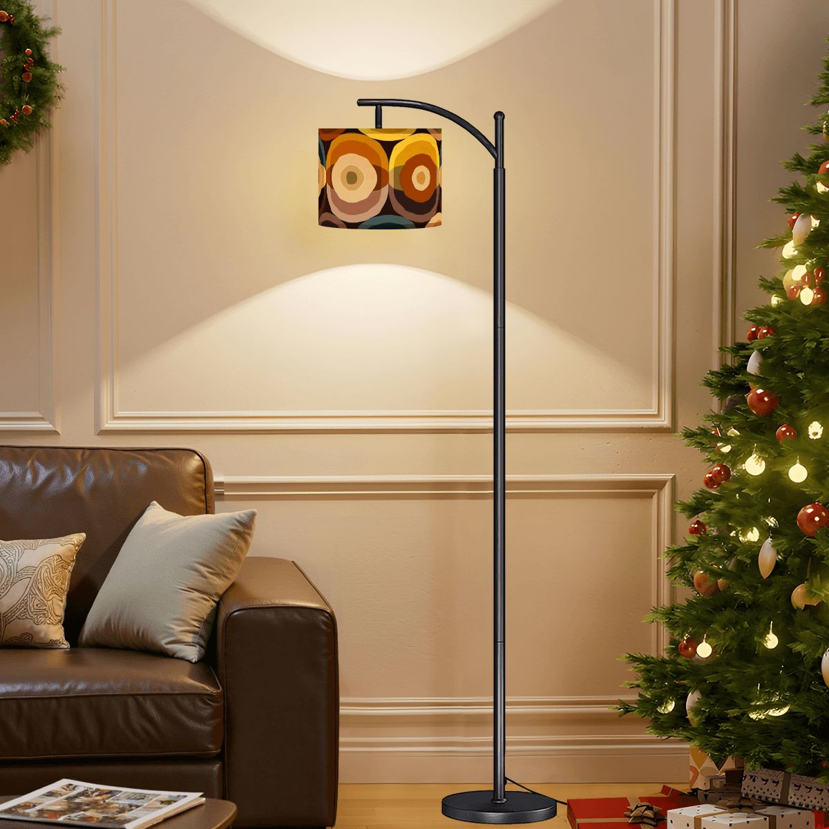 Mid Century Modern Groovy Retro Orbs, 70s Vibes Brown Yellow, Vintage Inspired Arc Floor Lamp - Mid Century Modern Gal