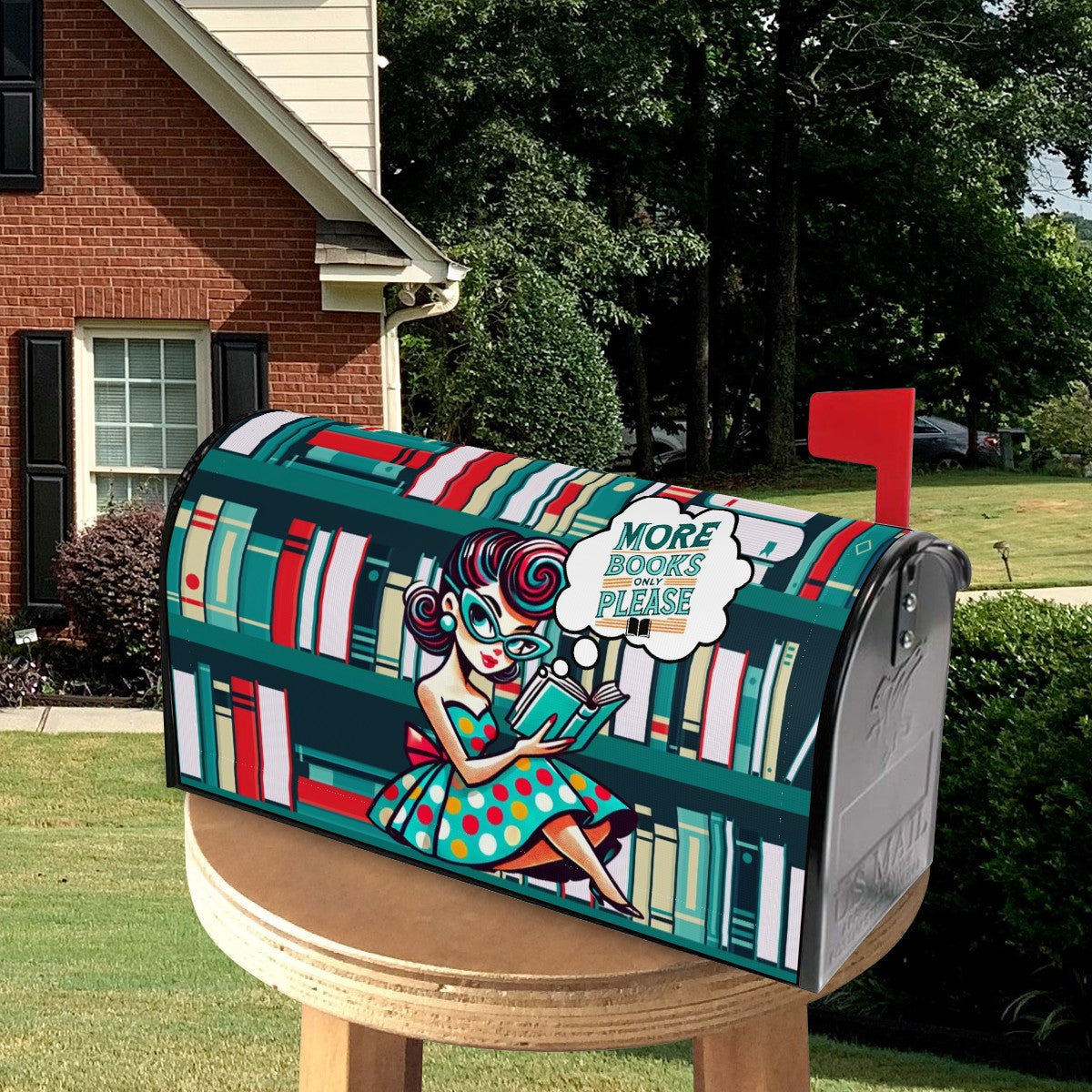 Just A Gal Who Loves Books Mailbox Cover Kitschy Retro Books Only Please Delivery - Mid Century Modern Gal