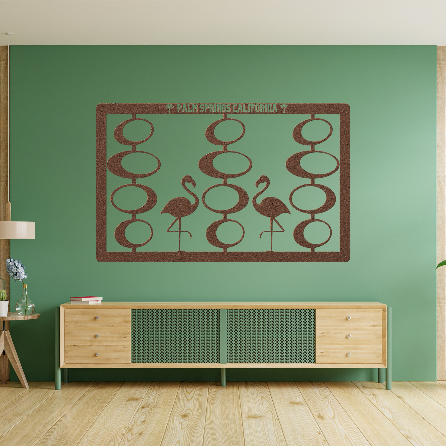 Palm Springs California Mid Century Modern Wall Art, 50s Flamingos Kitschy Metal Wall Art - Mid Century Modern Gal