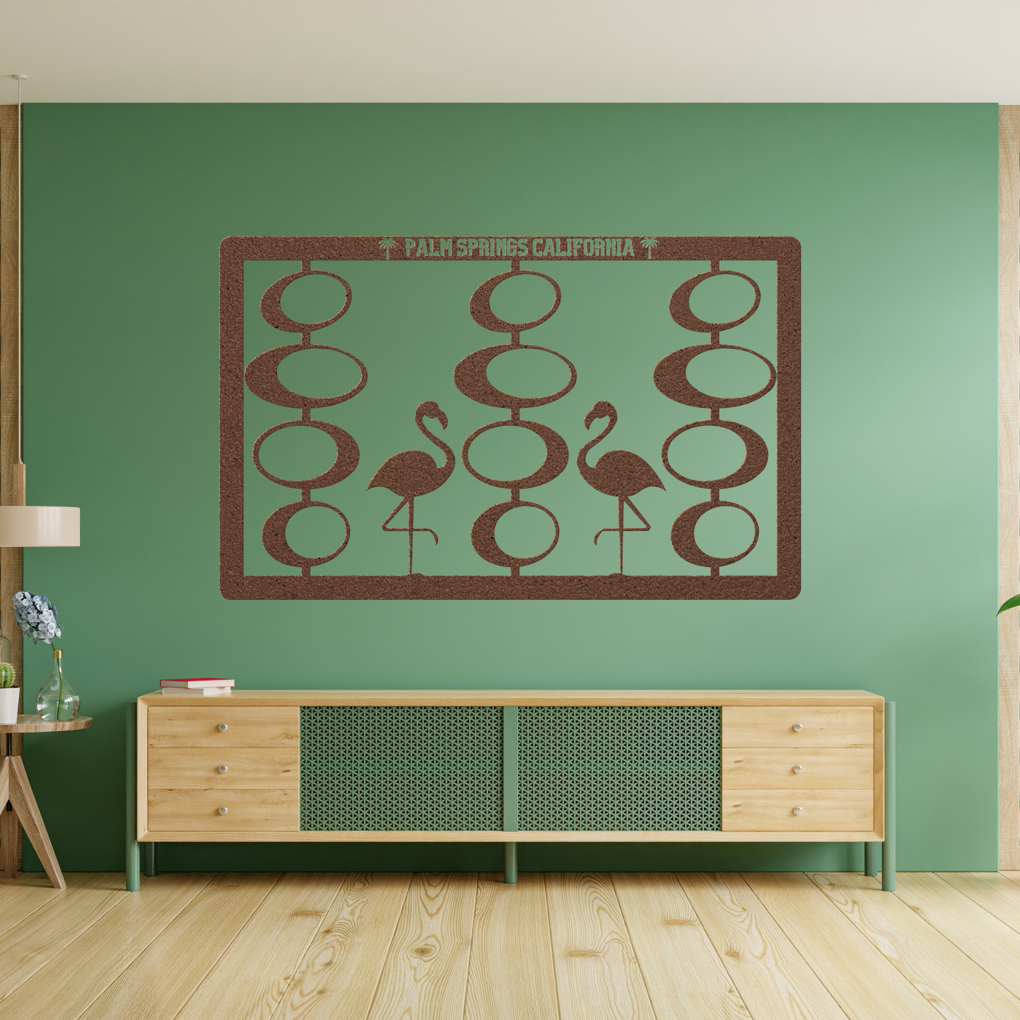Palm Springs California Mid Century Modern Wall Art, 50s Flamingos Kitschy Metal Wall Art - Mid Century Modern Gal