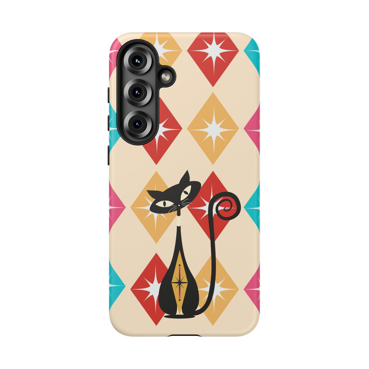 Mid Century Modern Atomic Cat, Atomic 50s Diamonds Retro Phone Tough Cases