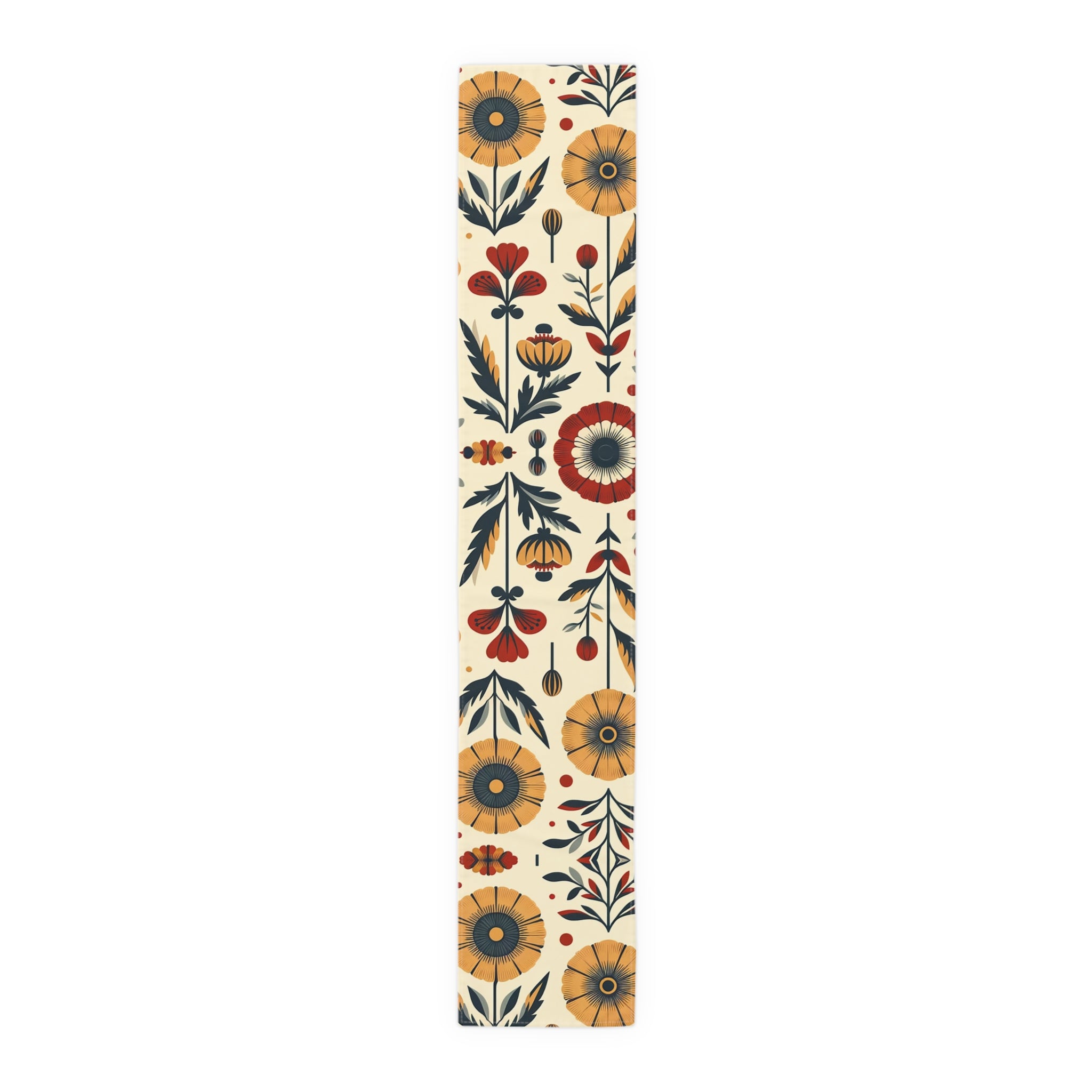 Scandinavian Modern Danish Design, Poppy, Marigold, Floral MCM Table Runner - Mid Century Modern Gal