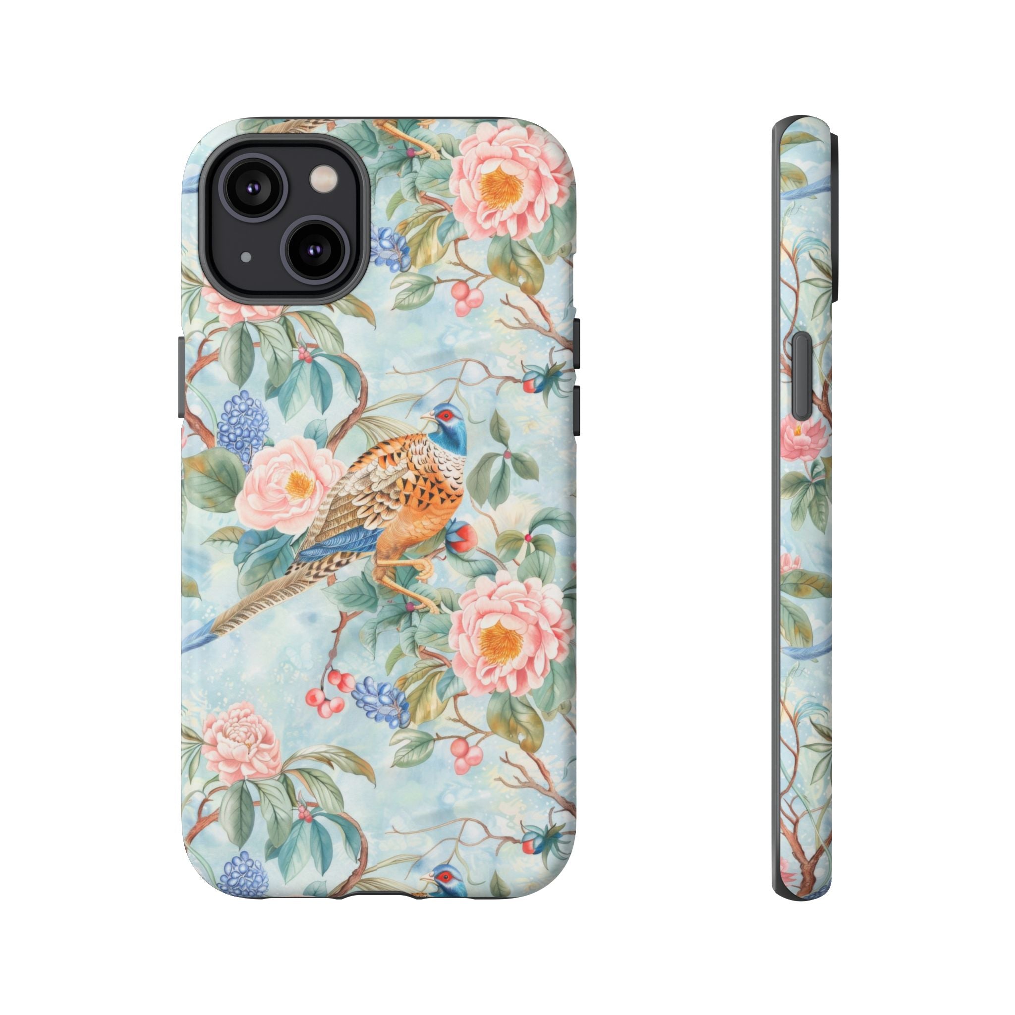 Chinoiserie Designed Floral Pheasant Phone Case with Bird Design - Mid Century Modern Gal
