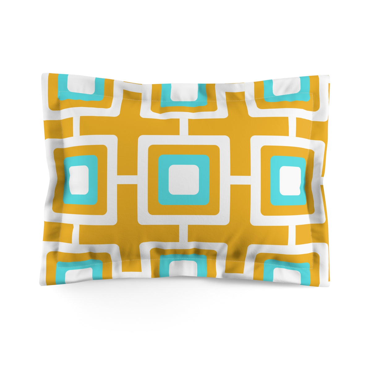 Mid Century Modern Mustard and Turquoise Geometric Retro MCM Home Microfiber Pillow Sham - Mid Century Modern Gal