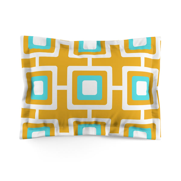Mid Century Modern Mustard and Turquoise Geometric Retro MCM Home Microfiber Pillow Sham