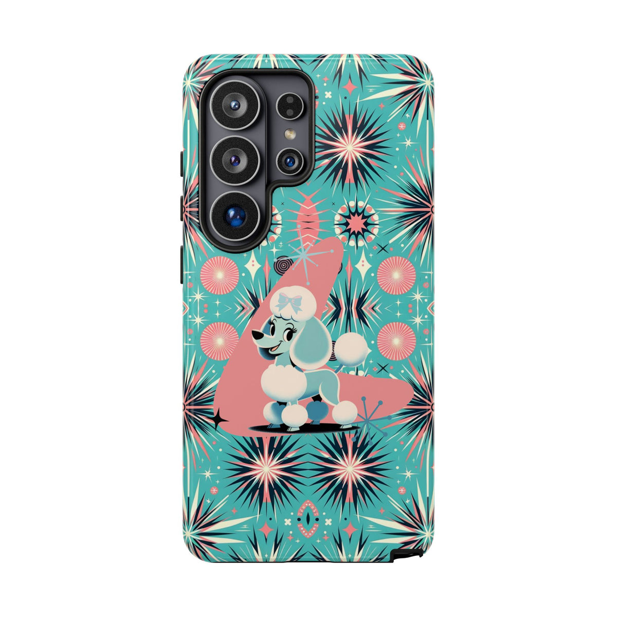 1950s Mid Century Modern Atomic Pink, Poodle Retro Smart Phone Tough Cases