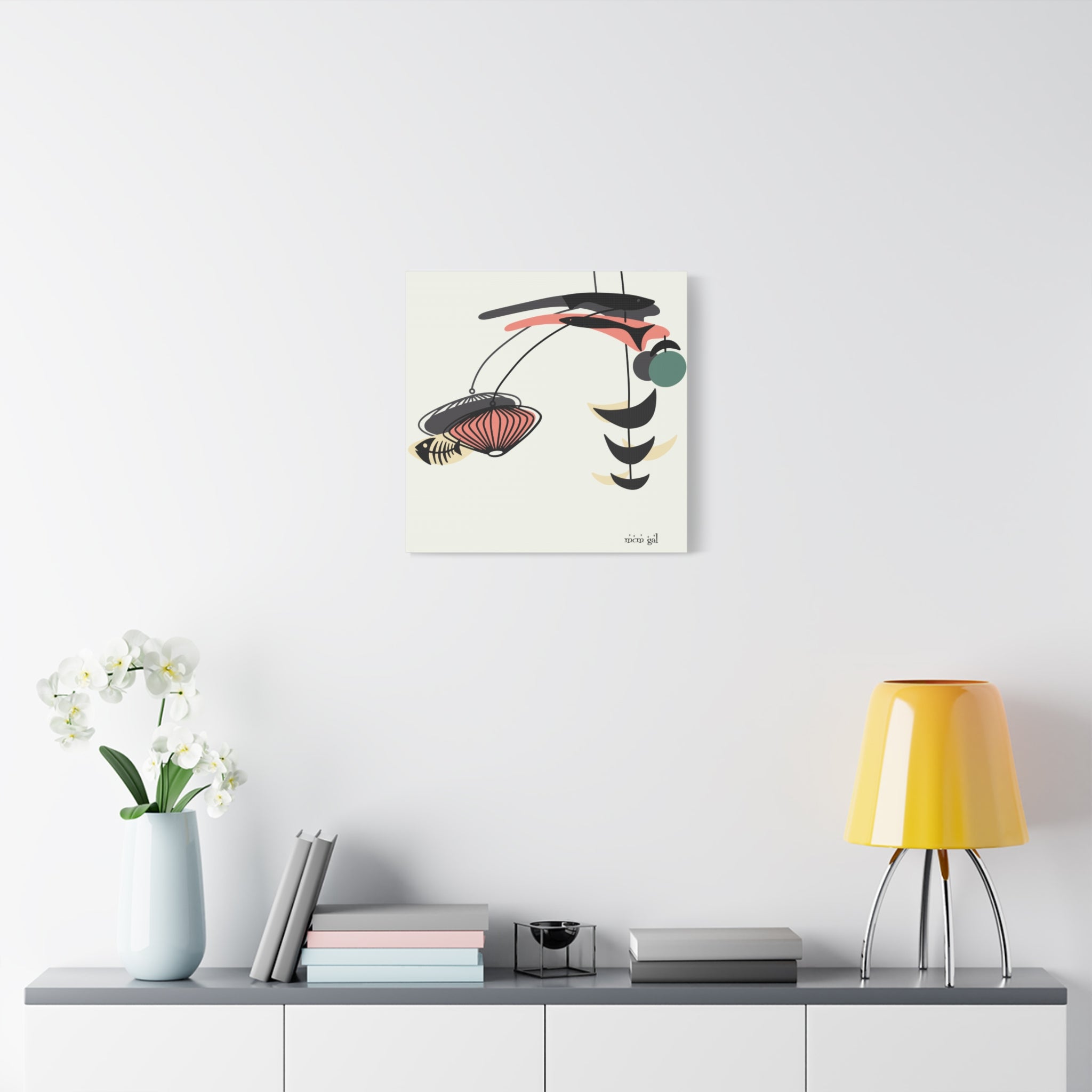Mid Century Modern Fish Art, Modern Abstract Wall Art Canvas - Mid Century Modern Gal