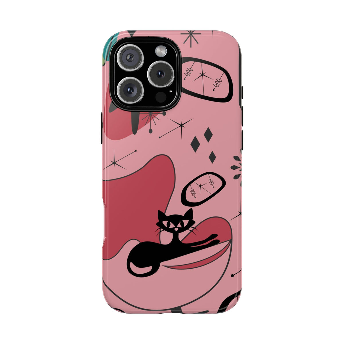 Atomic Cat, Pink Mid Century Modern, Egg Chair, Space Cat Tough Phone Case